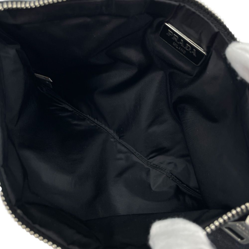 Prada Camouflage Nylon Pouch Makeup Black Triangle Plate Logo Sophistication — view 5