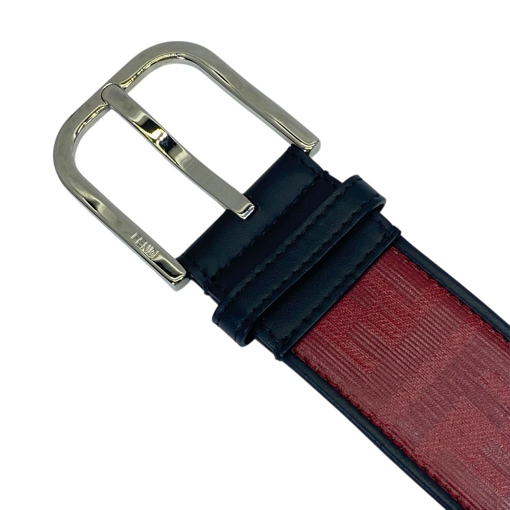 Fendi FF Logo Leather Belt Silver Red Sophistication Presence Practical — view 2