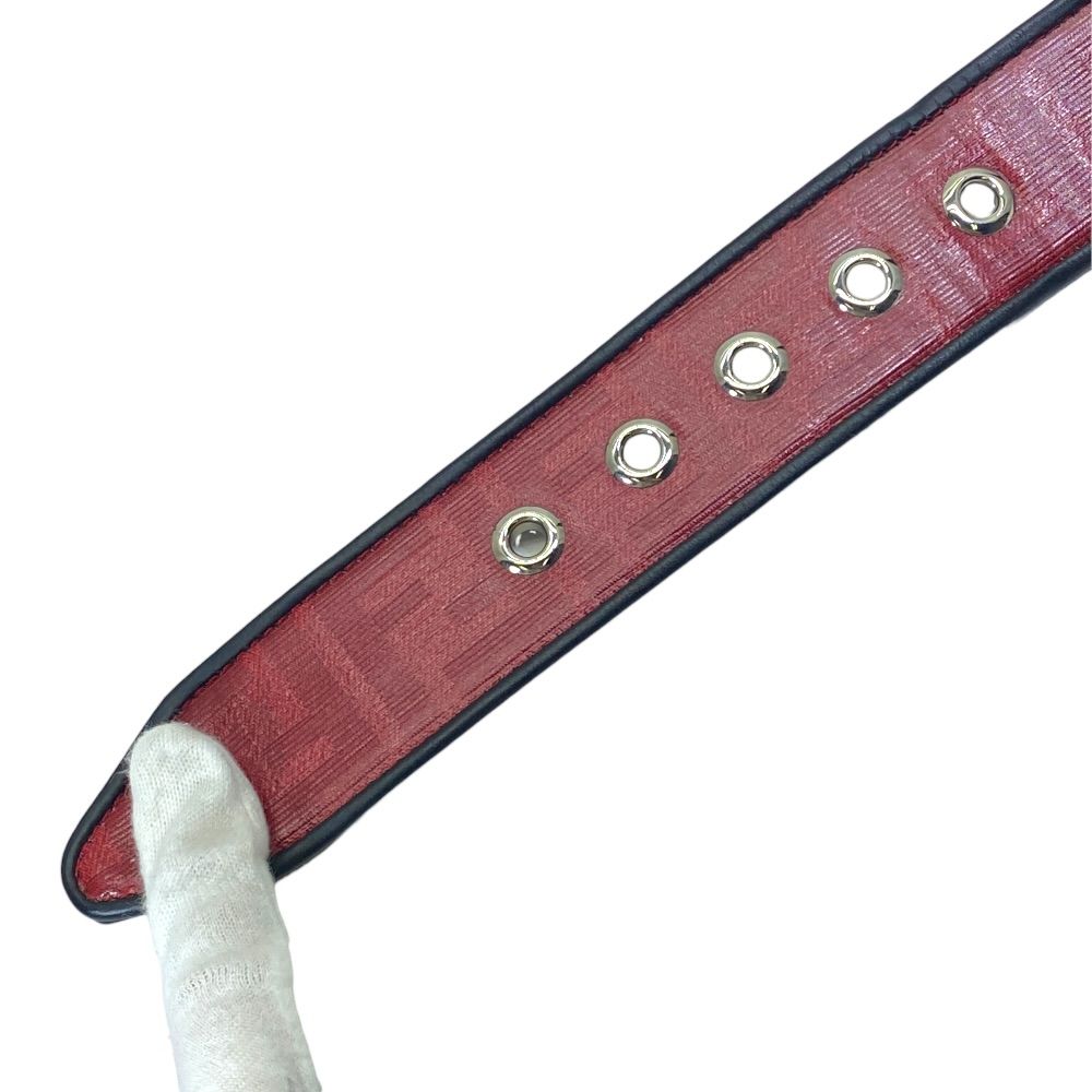Fendi FF Logo Leather Belt Silver Red Sophistication Presence Practical — view 9