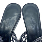 Hermes Mesh Sandals Mule Shoes Black Leather Sophistication Lightweight — view 8