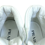 Prada High Cut Sneakers Lace Up Shoes Leather White Triangle Logo Sophistication — view 8