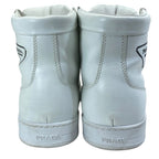Prada High Cut Sneakers Lace Up Shoes Leather White Triangle Logo Sophistication — view 4