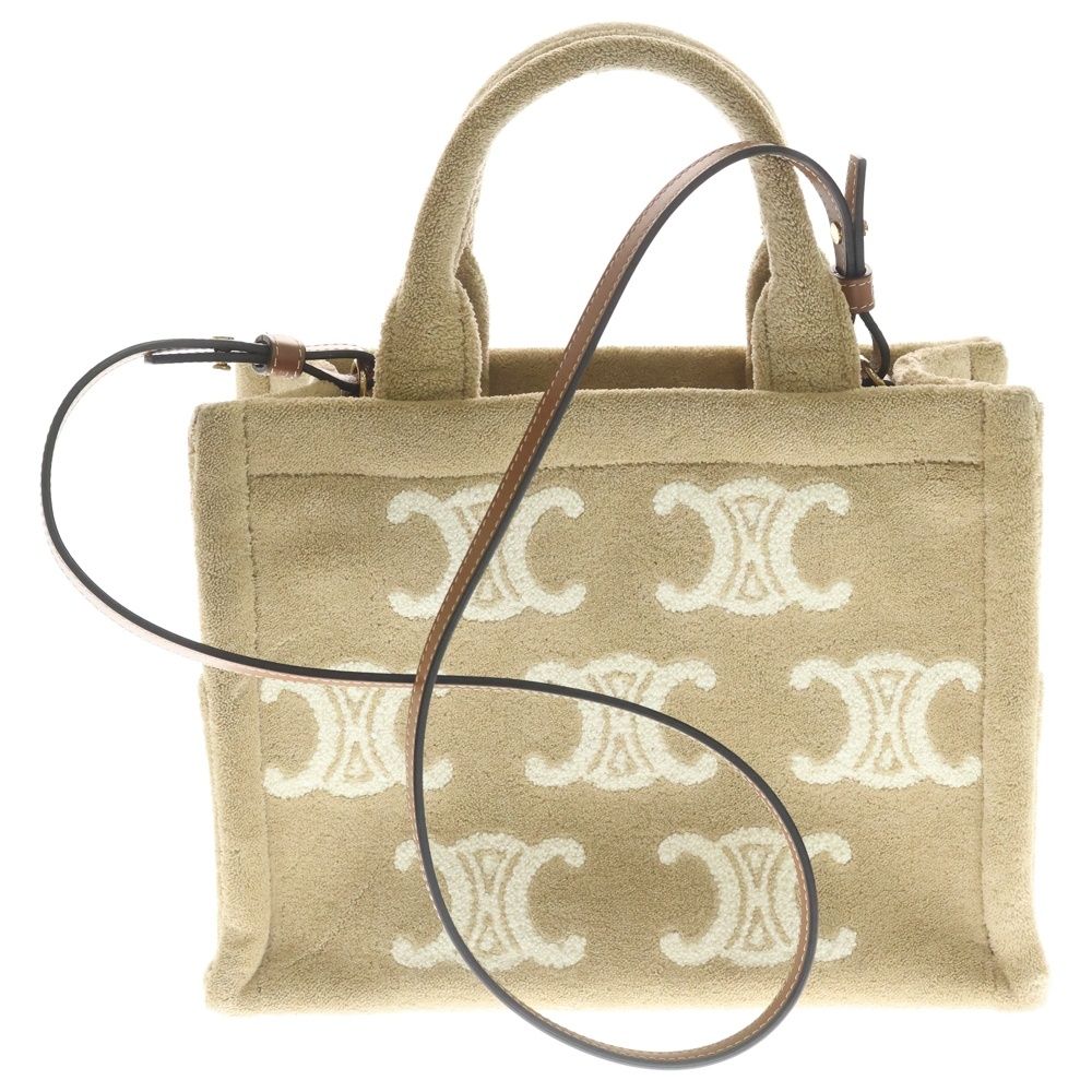 Celine Triomphe Small Cabas Thais Pile 2-Way Shoulder Handbag Beige — view 2