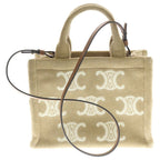 Celine Triomphe Small Cabas Thais Pile 2-Way Shoulder Handbag Beige — view 2