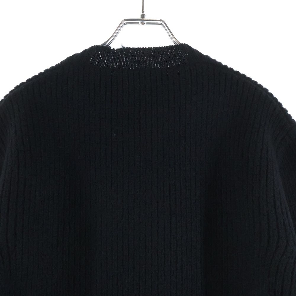 Prada Black Wool Crew Neck Sweater with Pendant Knit — view 4