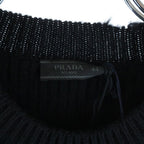 Prada Black Wool Crew Neck Sweater with Pendant Knit — view 6