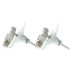 Chanel CC Logo Faux Pearl Rhinestone Earrings Silver — view 4