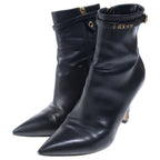 Louis Vuitton Monogram Leather Pointed Toe Heel Short Boots Black — view 2