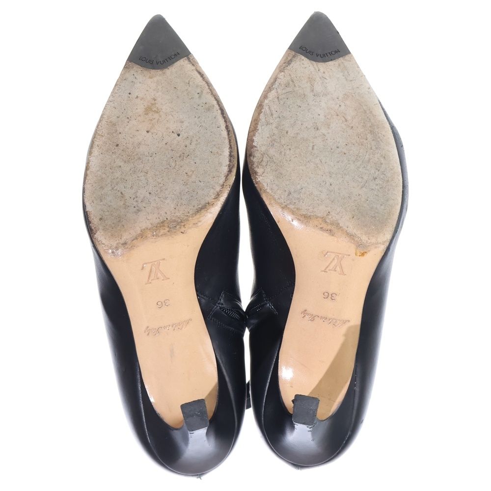 Louis Vuitton Monogram Leather Pointed Toe Heel Short Boots Black — view 5