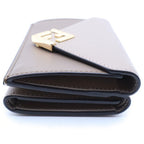 Fendi FF Diamond Compact Wallet Trifold Coin Case Beige Leather Gold — view 3