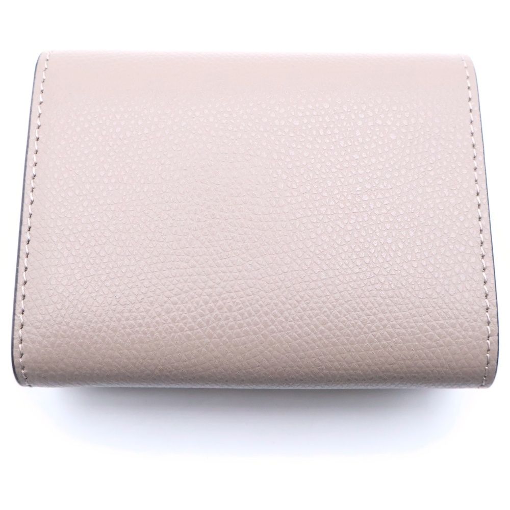 Fendi FF Diamond Compact Wallet Trifold Coin Case Beige Leather Gold — view 2