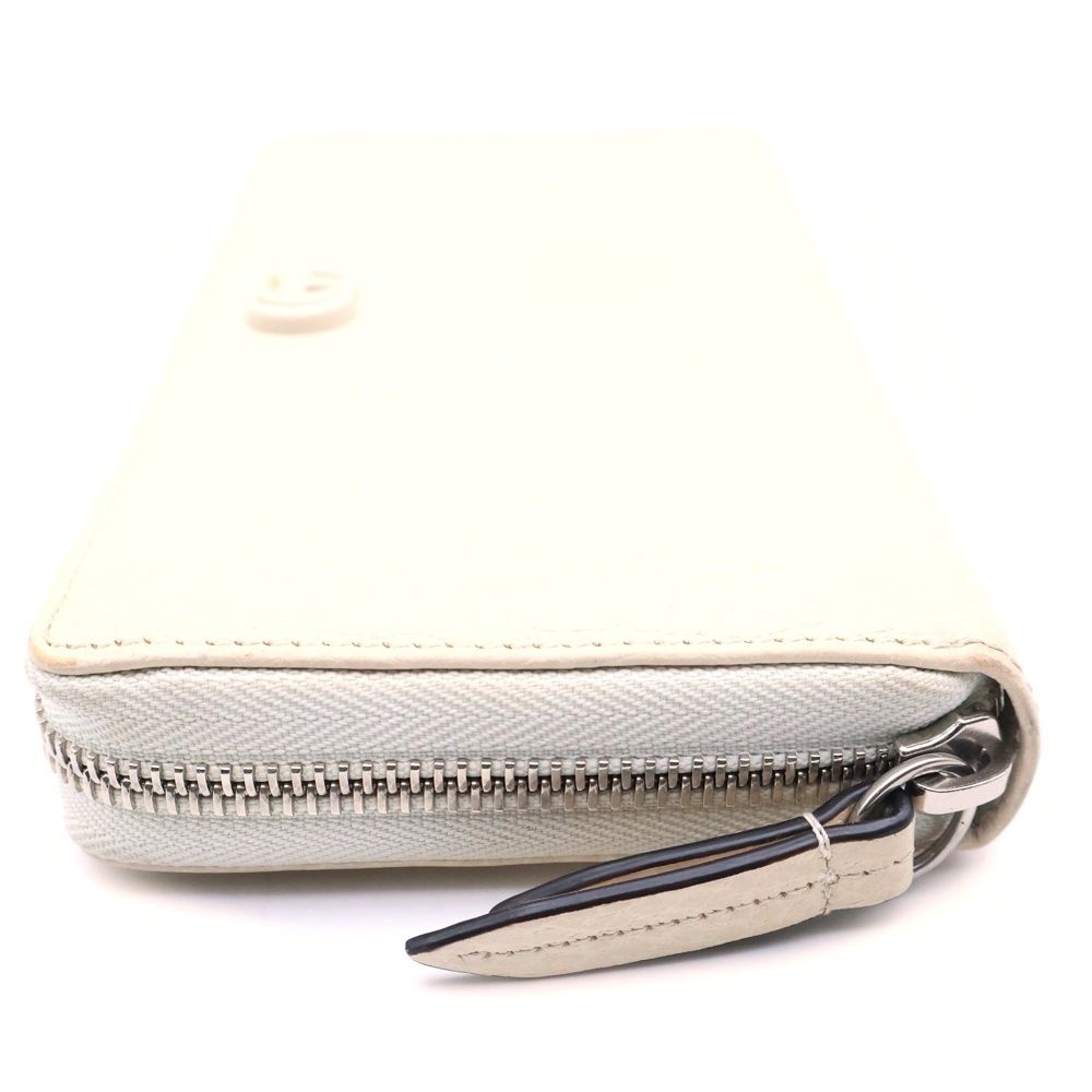 Gucci Petit Marmont Zip Around Wallet Card Case White Leather Silver — view 3