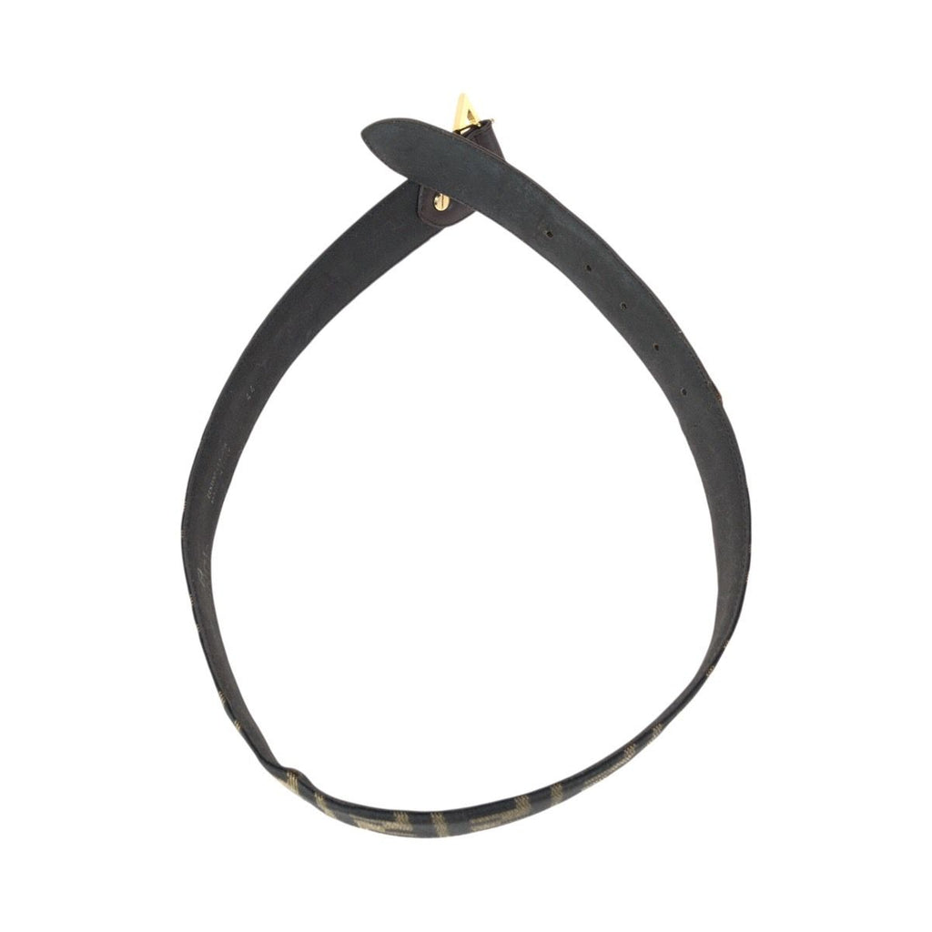Fendi Zucca FF Logo Dark Brown Gold Canvas Leather Belt — view 9