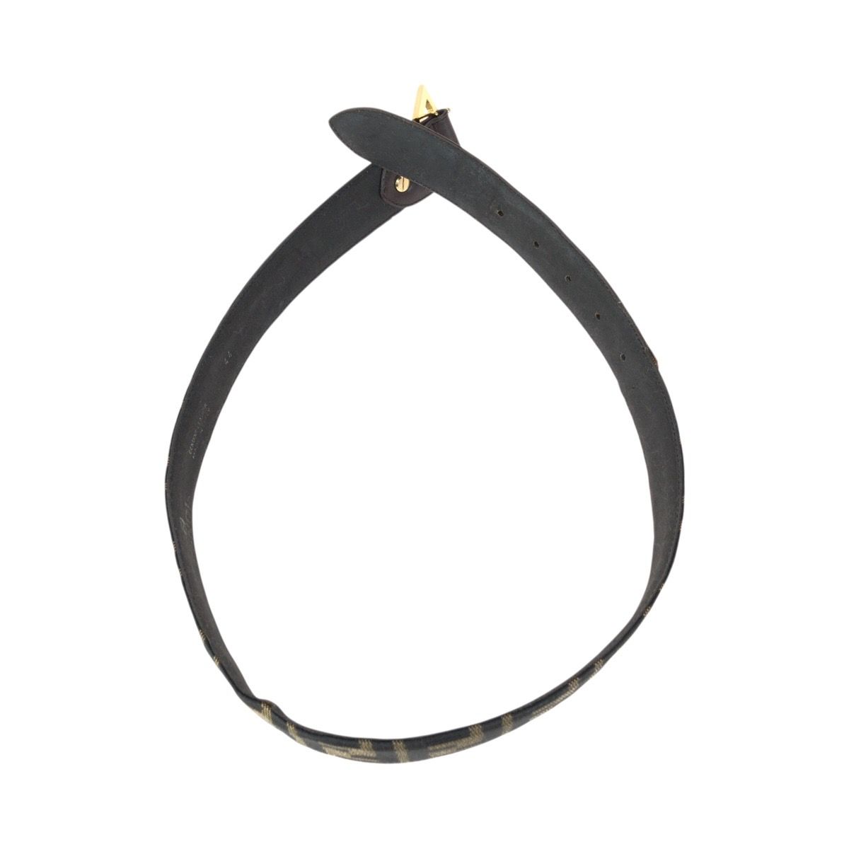 Fendi Zucca FF Logo Dark Brown Gold Canvas Leather Belt — view 9