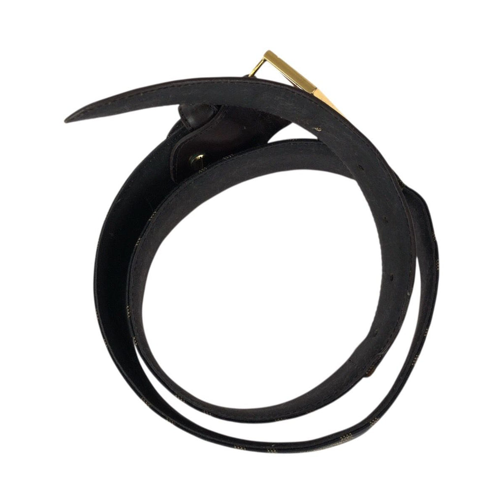 Fendi Zucca FF Logo Dark Brown Gold Canvas Leather Belt — view 4