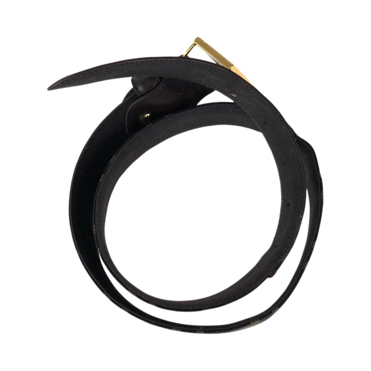 Fendi Zucca FF Logo Dark Brown Gold Canvas Leather Belt — view 4
