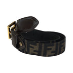 Fendi Zucca FF Logo Dark Brown Gold Canvas Leather Belt — view 2
