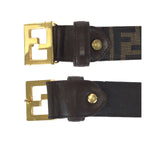 Fendi Zucca FF Logo Dark Brown Gold Canvas Leather Belt — view 6