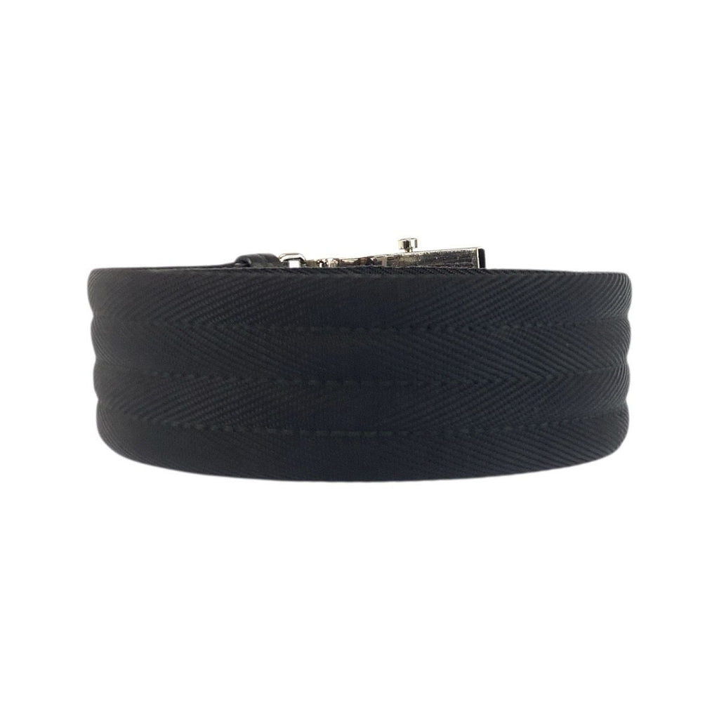 Prada Black Silver Nylon Belt Rolla Buckle — view 2