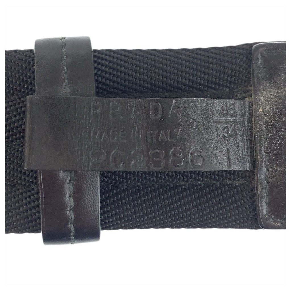 Prada Black Silver Nylon Belt Rolla Buckle — view 6