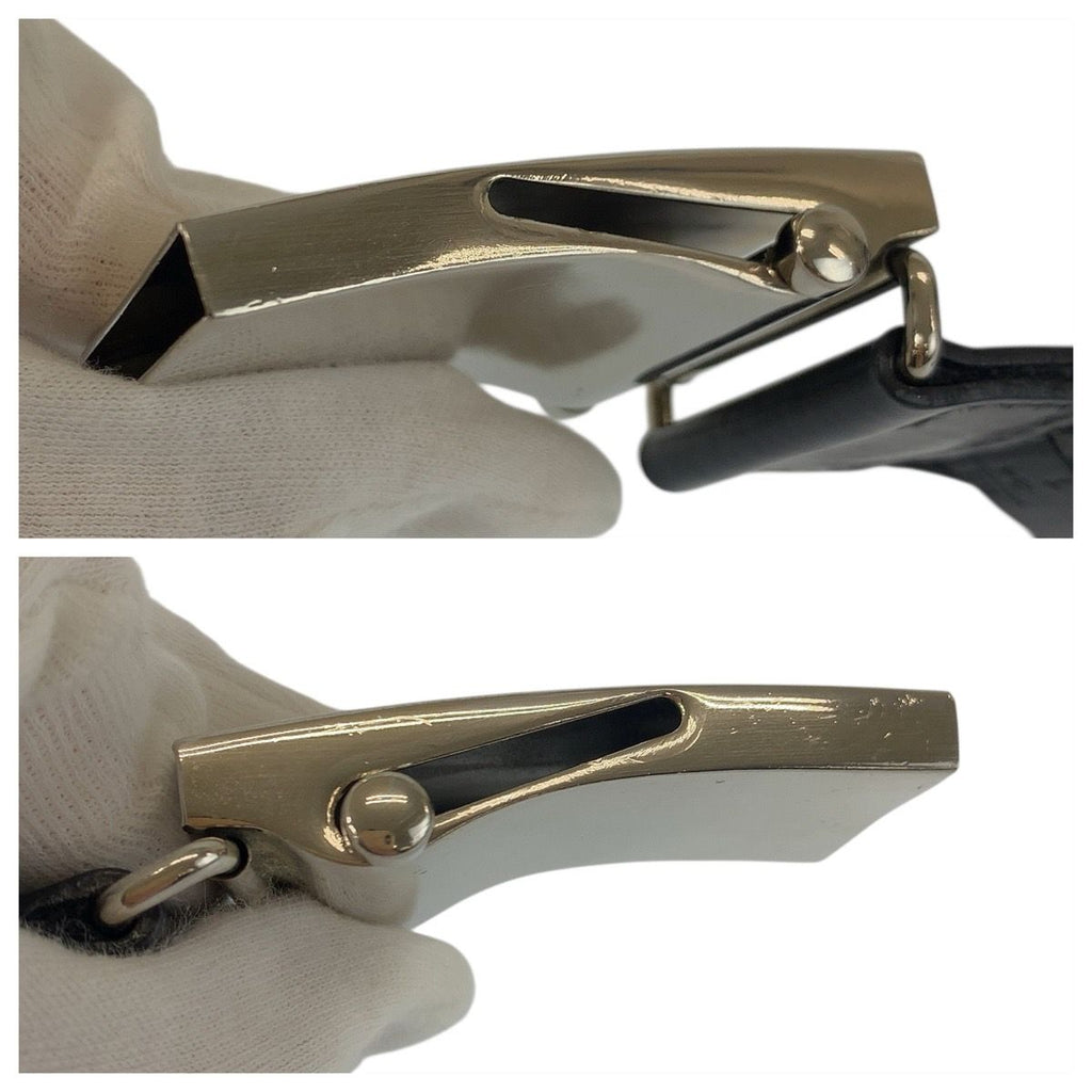 Prada Black Silver Nylon Belt Rolla Buckle — view 7