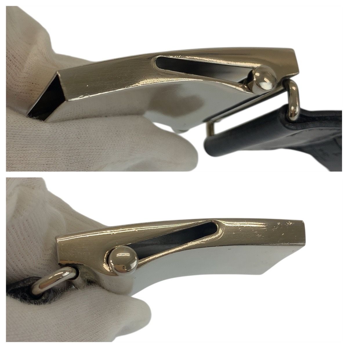Prada Black Silver Nylon Belt Rolla Buckle — view 7