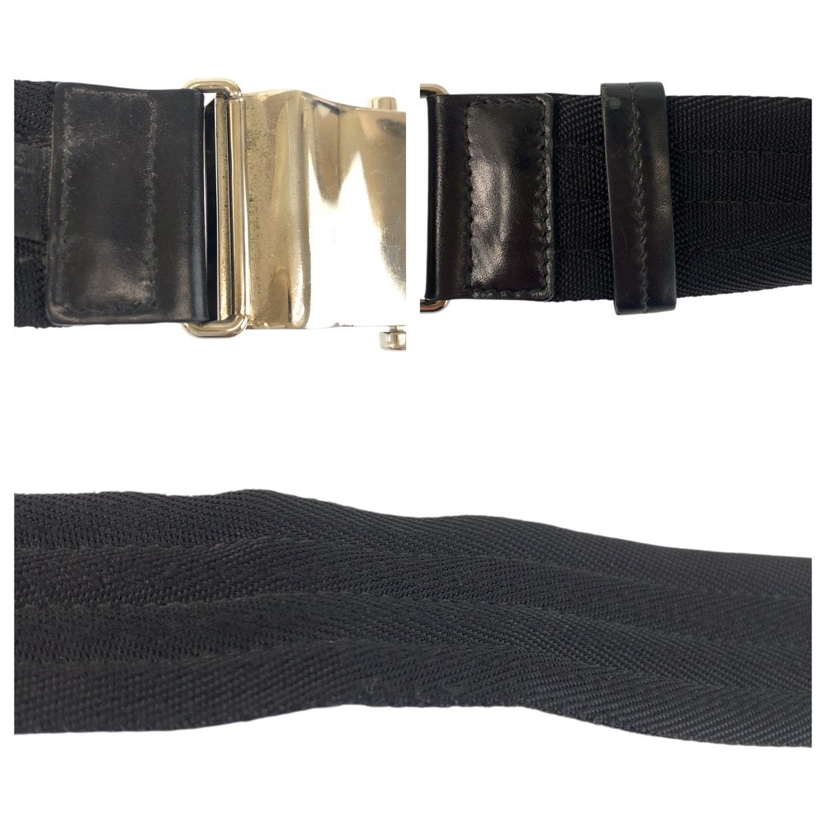 Prada Black Silver Nylon Belt Rolla Buckle — view 9