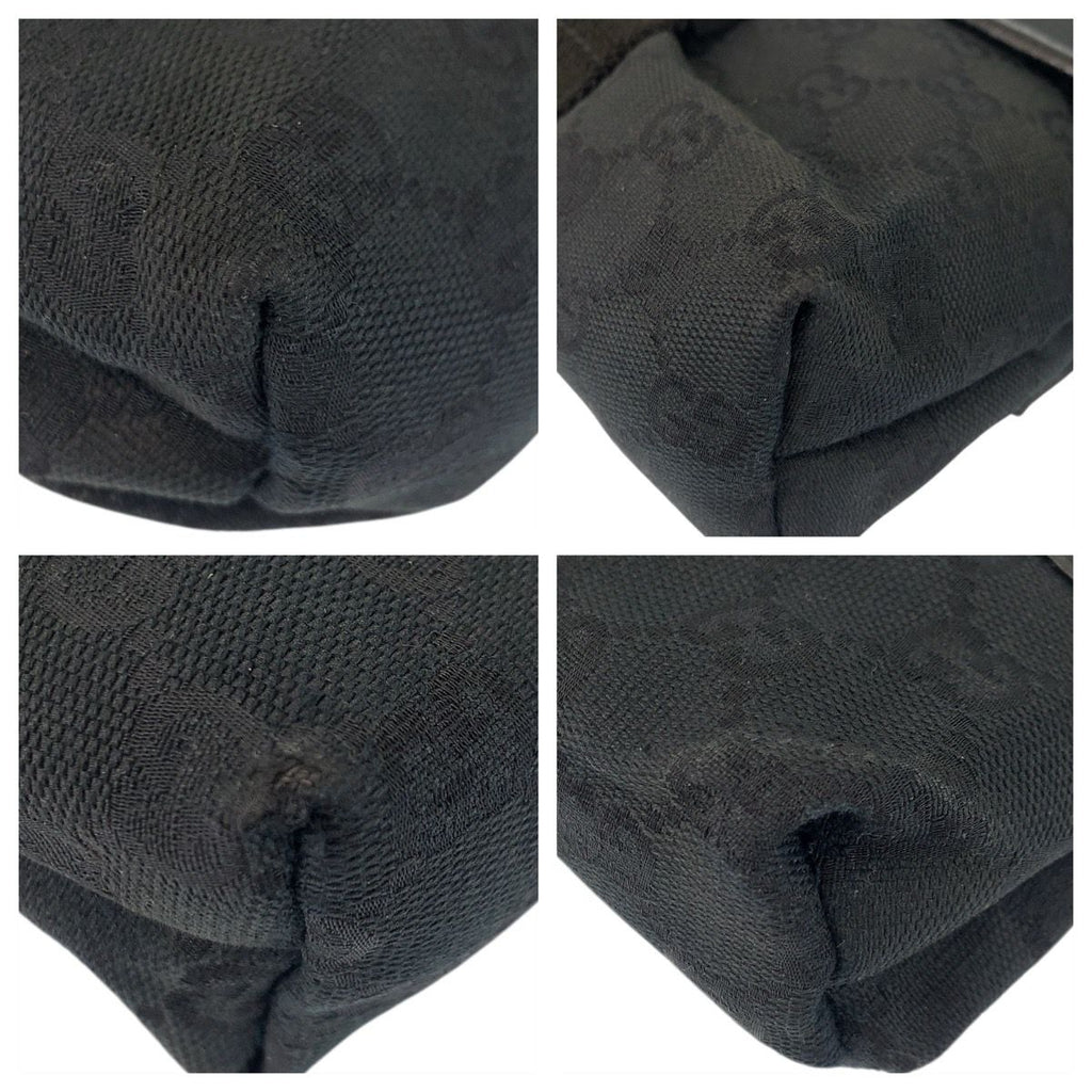 Gucci Black Silver GG Canvas Leather Belt Bag Waist Pouch — view 3