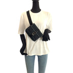 Gucci Black Silver GG Canvas Leather Belt Bag Waist Pouch — view 6