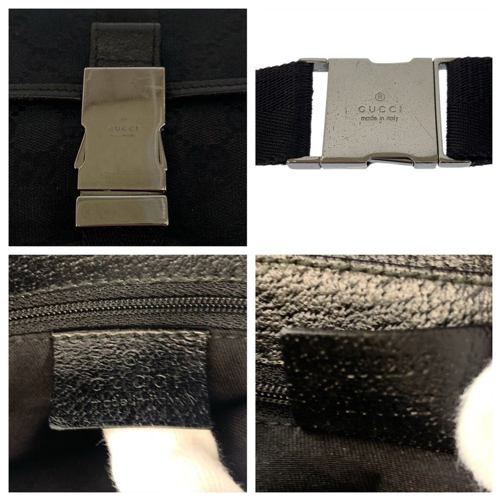 Gucci Black Silver GG Canvas Leather Belt Bag Waist Pouch — view 4