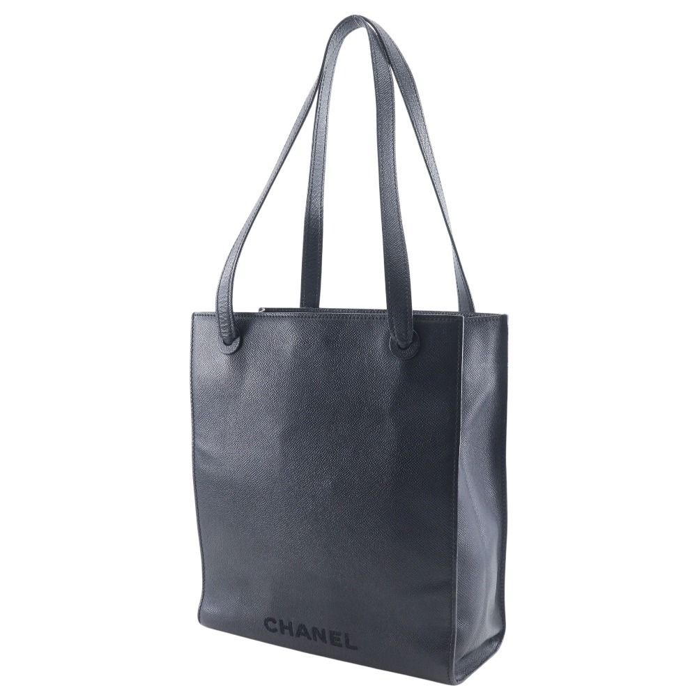 Chanel Logo Caviar Leather Black Tote — view 2