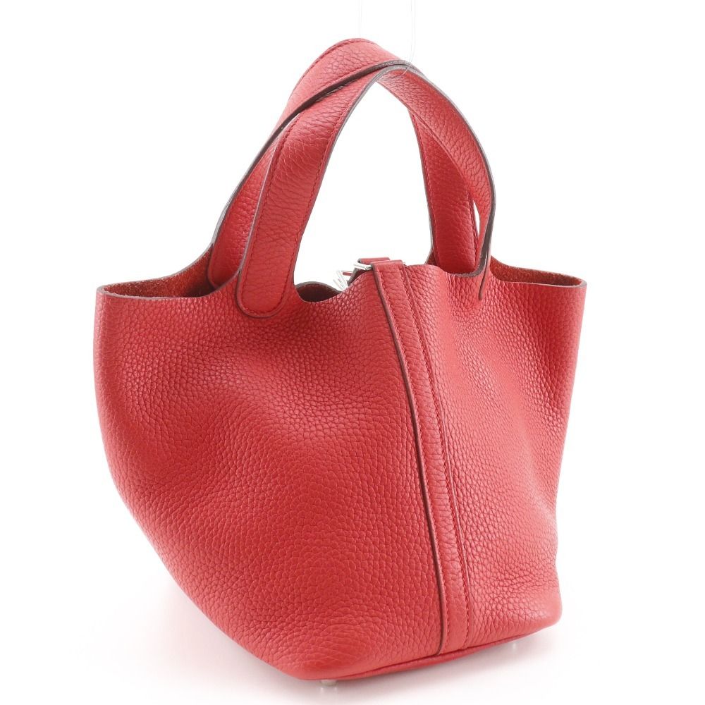 Hermes Picotin Lock 18 PM Taurillon Clemence Red D Handbag — view 3