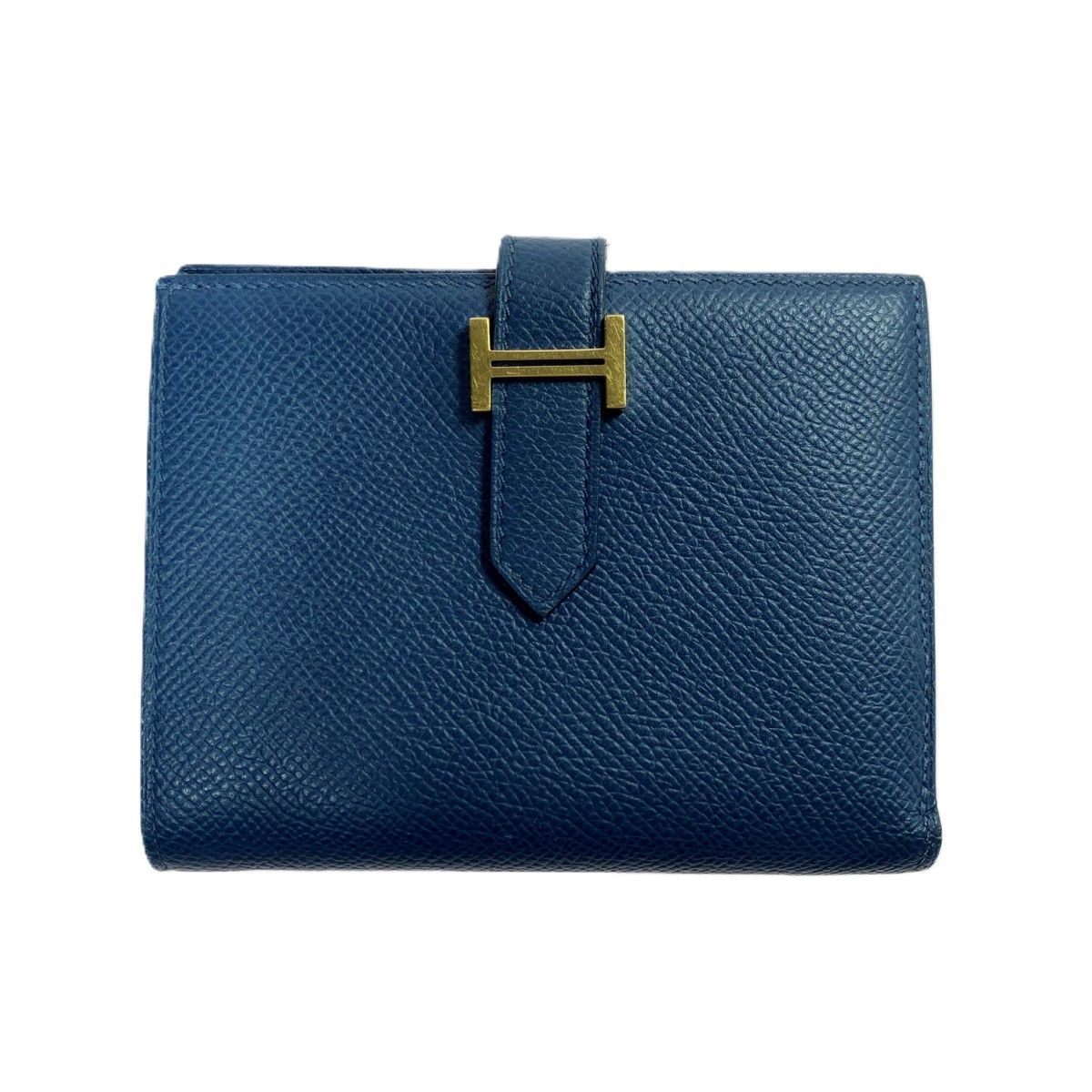 Hermes Bifold Wallet Bearn Compact Gold Black Hhardware — view 2