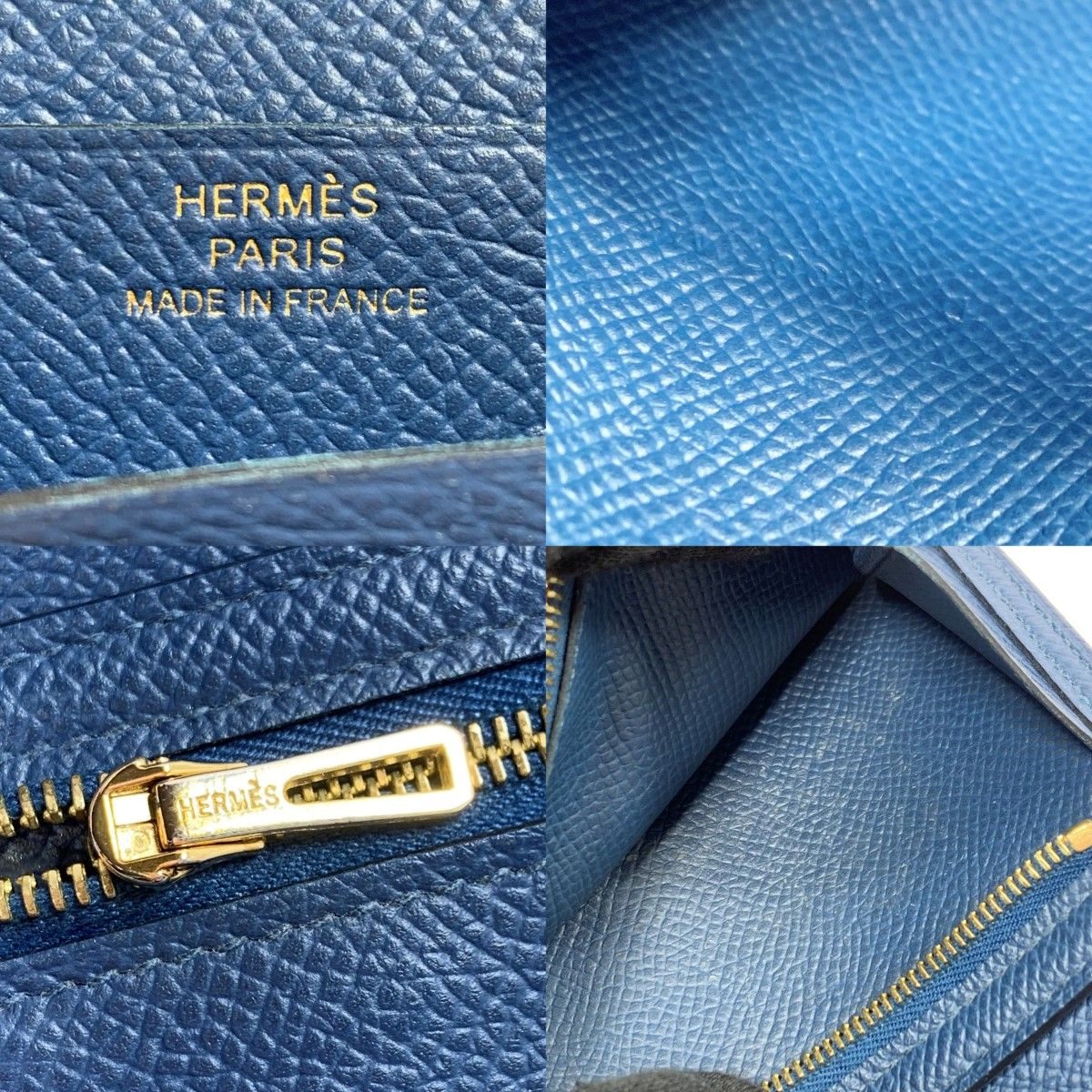 Hermes Bifold Wallet Bearn Compact Gold Black Hhardware — view 5