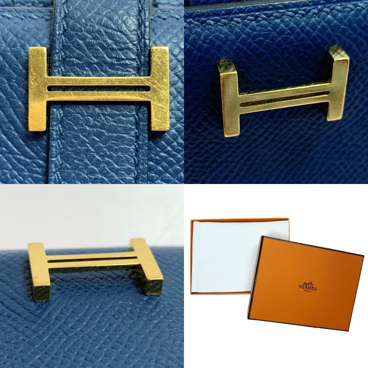 Hermes Bifold Wallet Bearn Compact Gold Black Hhardware — view 7