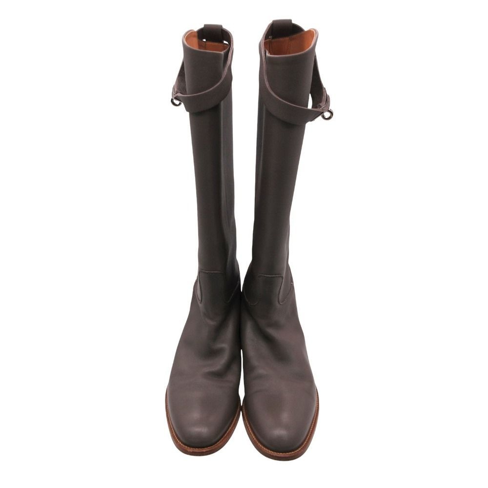 Hermes Kelly Jumping Boots Long Shoes Gray 35 — view 4
