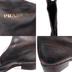 Prada Front Zip Leather Long Boots Shoes Black 36.5 — view 7