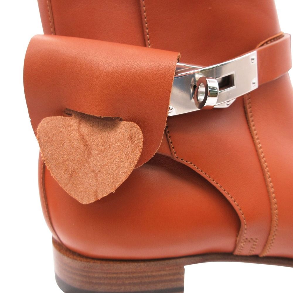 Hermes Neo Short Boots Shoes Brown Silver Kelly 38 — view 7