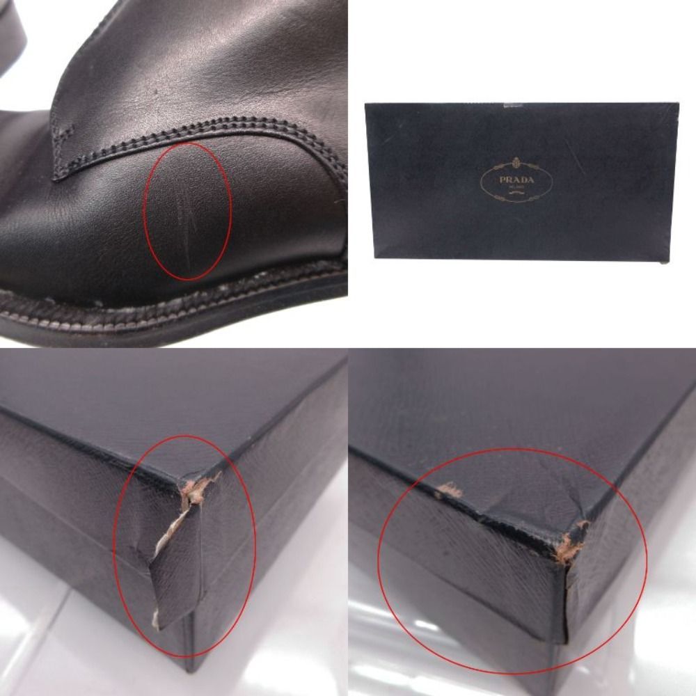 Prada Front Zip Leather Long Boots Shoes Black 36.5 — view 9