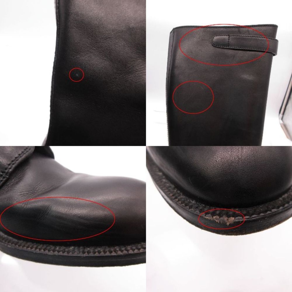 Prada Front Zip Leather Long Boots Shoes Black 36.5 — view 8