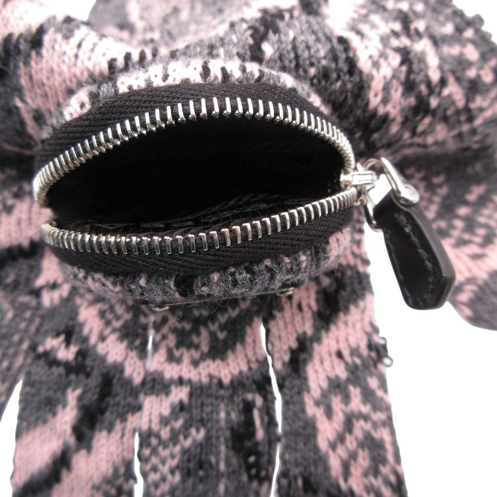 Prada Long Knit Gloves Gray Light Pink Pouch — view 6
