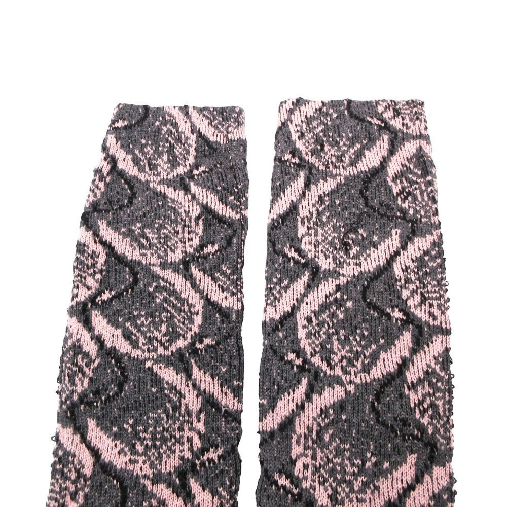 Prada Long Knit Gloves Gray Light Pink Pouch — view 4