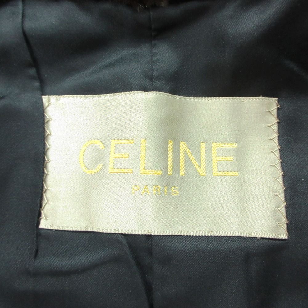 Celine Mink Real Fur Shawl Collar Coat Black — view 5