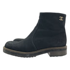 Chanel Leather CC Logo Side Zip Short Boots 38 Black — view 2