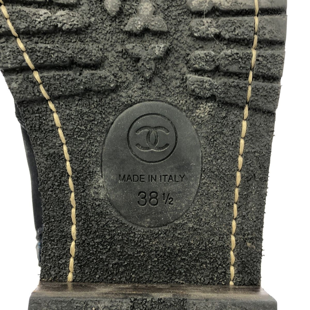 Chanel Leather CC Logo Side Zip Short Boots 38 Black — view 6