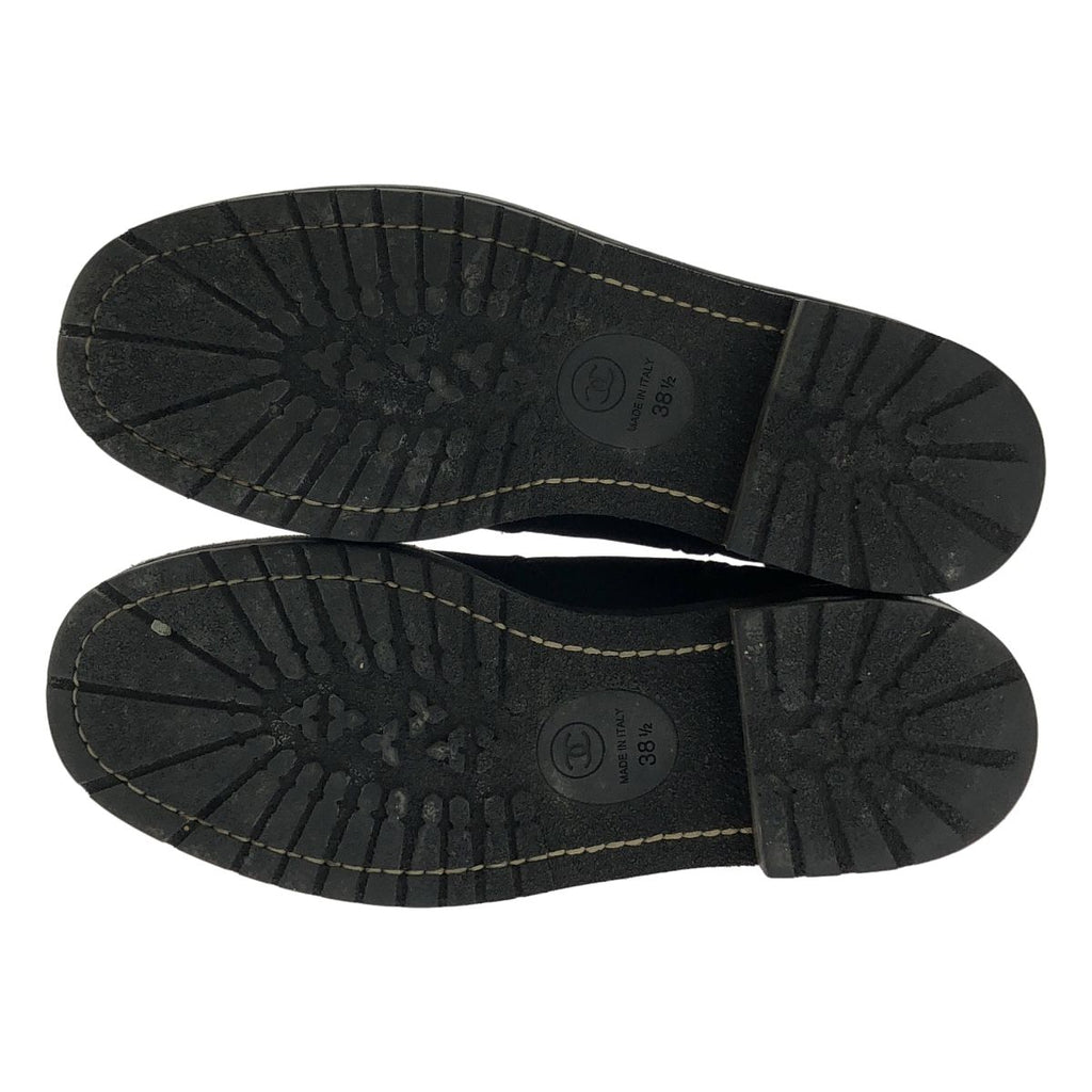 Chanel Leather CC Logo Side Zip Short Boots 38 Black — view 5