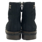 Chanel Leather CC Logo Side Zip Short Boots 38 Black — view 3