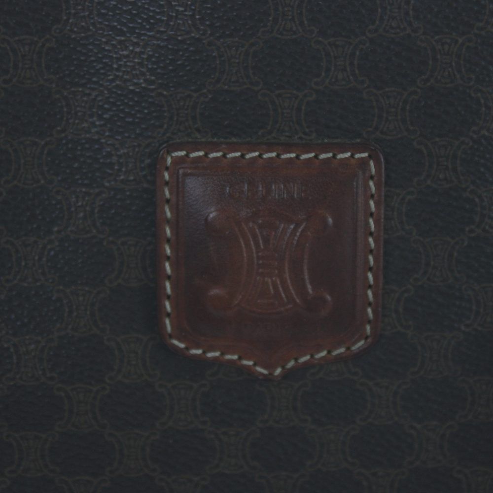 Celine Vintage Tote Hand Leather Macadam Triomphe Logo All Over Pattern Brown — view 6