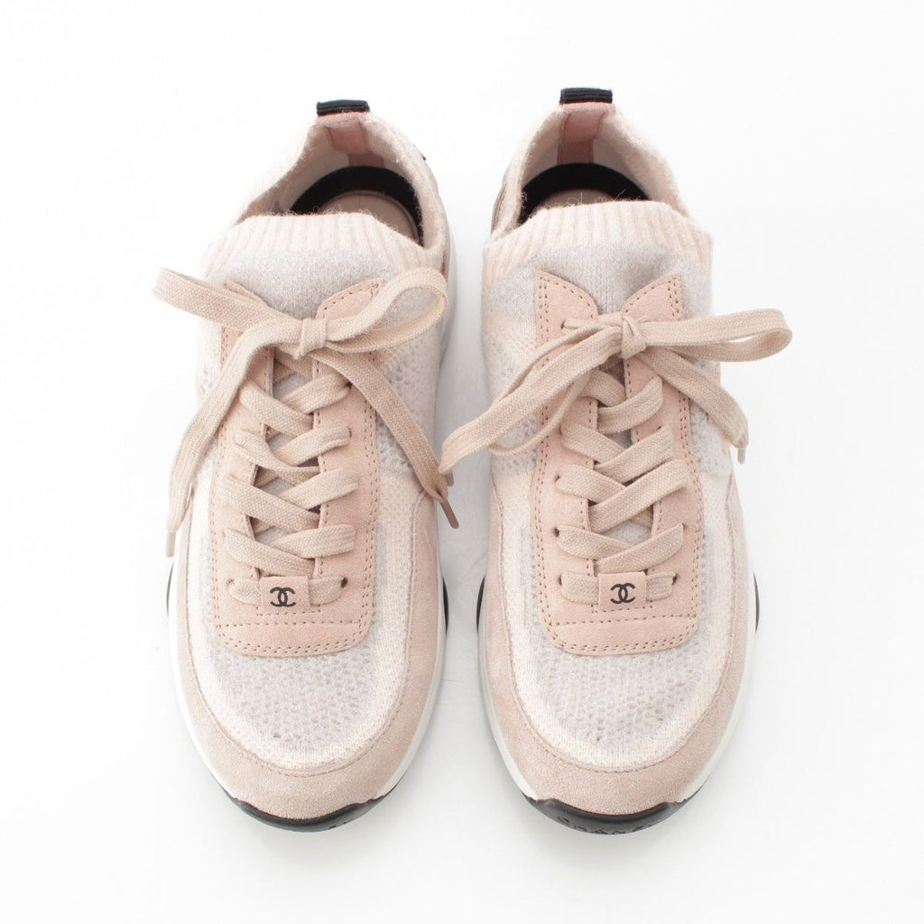 Chanel CC Logo Knit Socks Sneakers Shoes Pink 36 — view 2