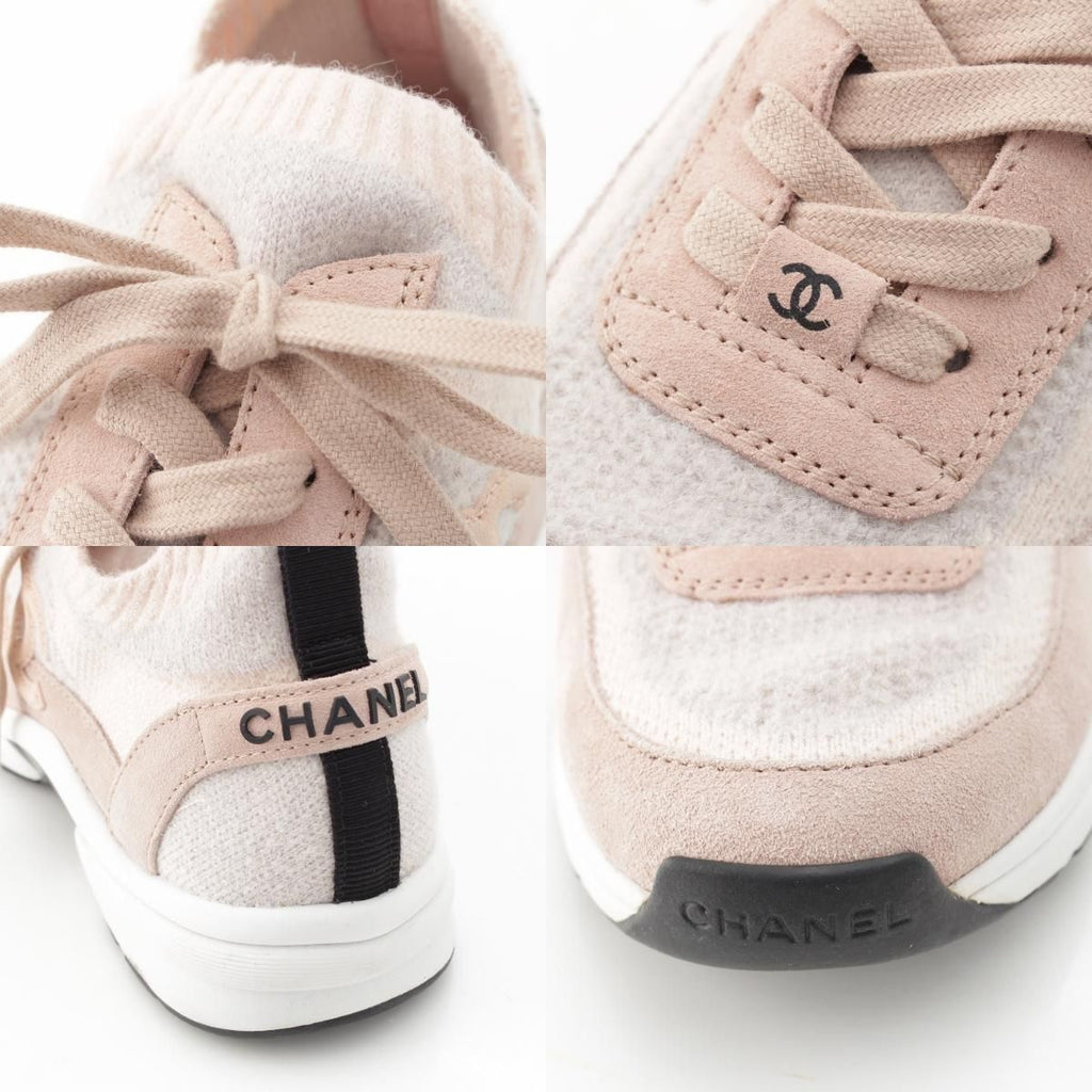Chanel CC Logo Knit Socks Sneakers Shoes Pink 36 — view 8